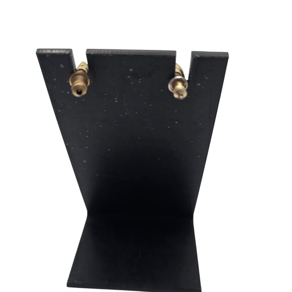 Women's Unsigned Gold-Tone Tear Dangle Drop Brown Rhinestone Stud Earrings - Picture 3 of 10